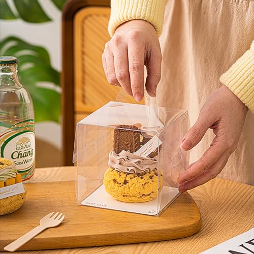 透明ケーキボックス ムースケーキボックス 使い捨てケーキ容器 ケーキ箱 ケーキ屋さん 業務用 携帯用ケーキボックス シュークリーム梱包箱30個 (長さ13*幅13*高さ13 cm)