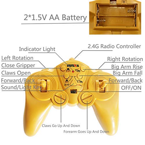 Fistone RC Truck Timber Grab Loader Crawler Material Handler Alloy Gripper Engineer Machine 2.4G Construction Vehicle Remote Control Tractor Excavator with Recharging Battery Hobby Toys for Kids