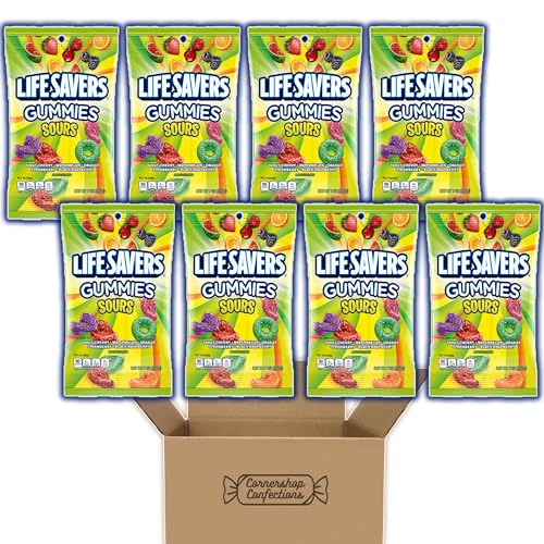 Cornershop Confections Lifesavers Sour-Sprinkled Gummies 8 Pack, 5 Flavors, 56 Ounces Total, Individually Sealed