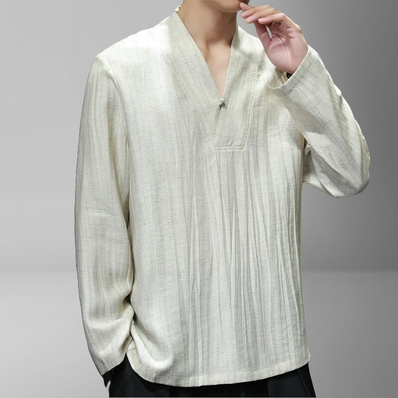 Chemise lin homme col mandarin ample pour éviter l'inconfort - 2