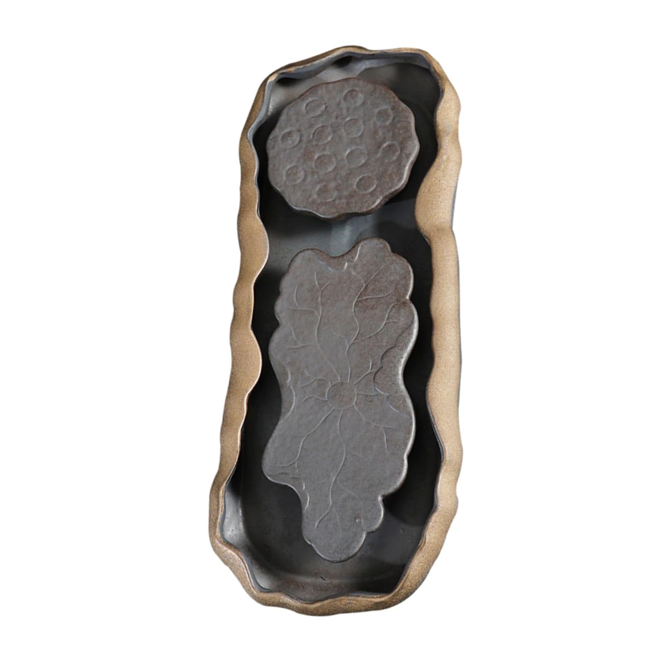 GRIRIW 1pc Ceramic Tea Table Pot Tray Chinese Teapot Ceramic Serving Tray Asian Tea Set Tea Cup Drainer Trays for Coffee Table Asian Tea Set with Tray Water Storage Drainage Tea Tray Zen