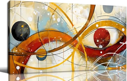 Toile abstraite jaune grand format 50x100 cm et impression géométrique salon moderne