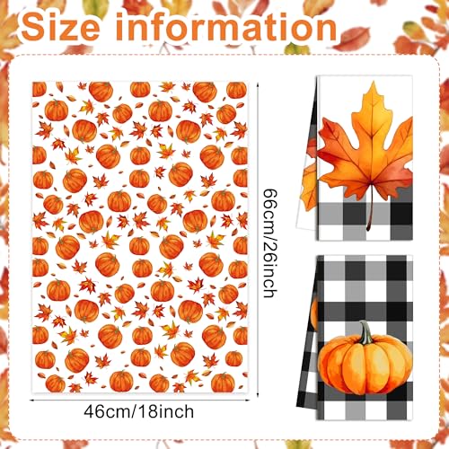 Maniaacer Fall Kitchen Towels Maple Leaf Pumpkin Plaid Hand Towels Fall Thanksgiving Dish Towels Drying Cloth Towel Autumn Dishcloth Tea Towels For Autumn Bathroom Kitchen Cooking Baking thumb #1
