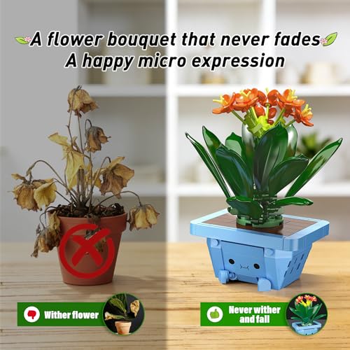 Image of Flower Building Kit for Adults, 614 Pcs Happy Plants Flowers Set