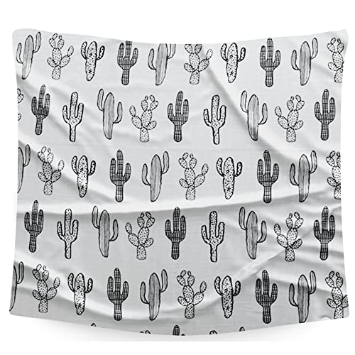 Image of BEMBIKA Bamboo Muslin Swaddle Wrap Baby 120X110 Cm Stroller Blanket Receiving Blanket for Newborn (Black Cactus)