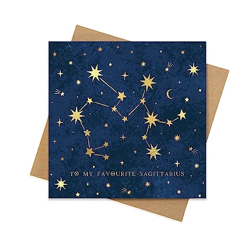 Manta Makes Luxury gold foil constellation card | zodiac greeting card | stars astrology card constellations | star sign card zodiac birthday card horoscope (Sagittarius)