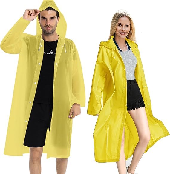 Unisex EVA Waterproof Unisex Rain Coat Hooded Full Sleeves Outdoor Men, Women, Boys & Girls Rainwear Poncho Raincoat for Camping, Hiking & Travelling (High Quality) (Multisize,Yellow)