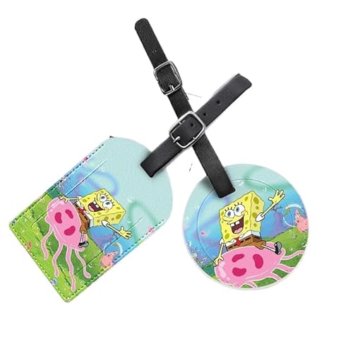 スポンジ・ボブ 荷物タグ ネームタグ ラゲージタグ ラゲッジタグ 荷物ラベル バッグタグ スーツケースタグ ネームラベル スーツケース バッグ用 名刺ホルダー 出張用タグ ラベルカード 旅行用品 出張,5