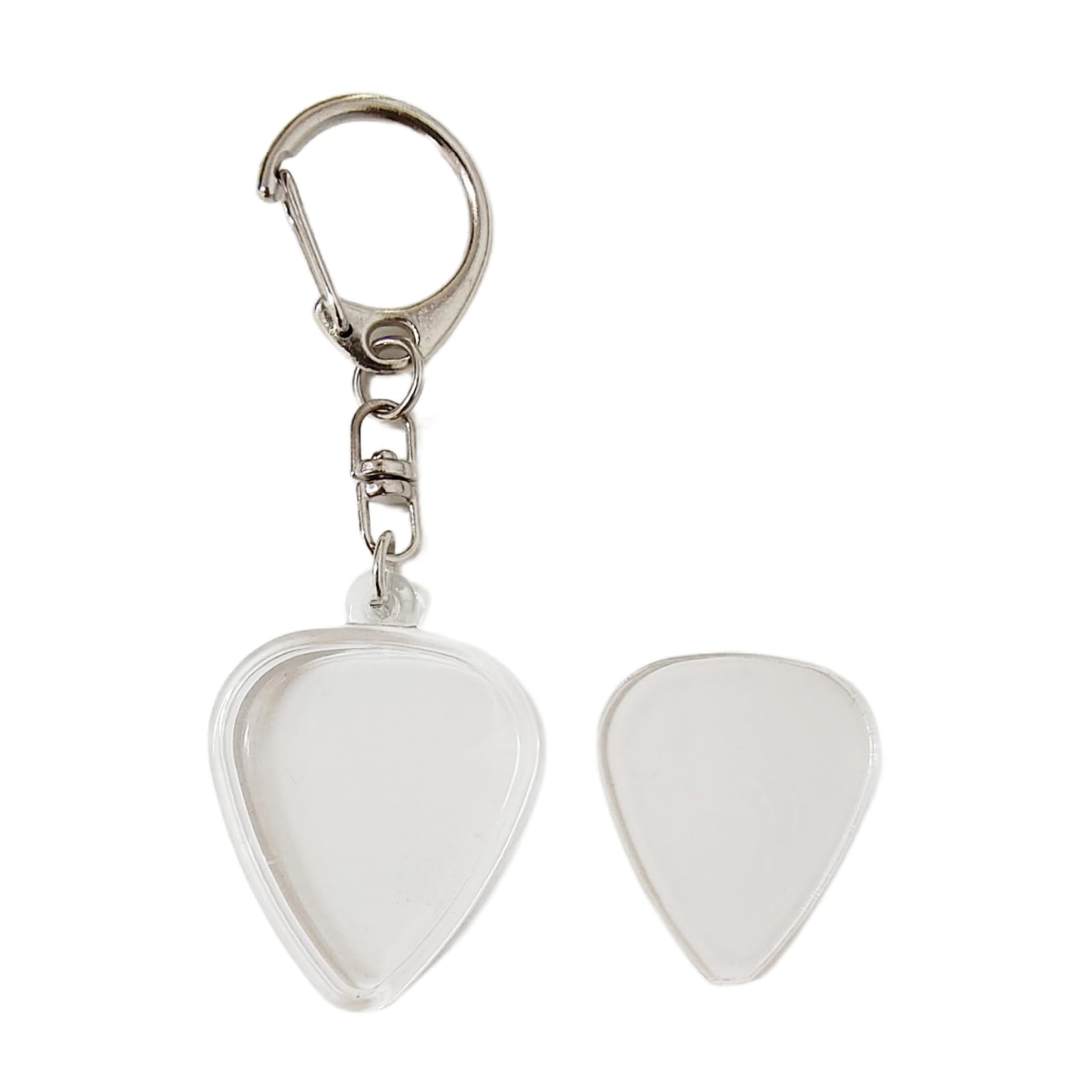 JLEivvi 1 PCS Guitar Pick Holder Keychain, Heart Shaped Clear Pick Case Box Storage for Daily Use and Performances