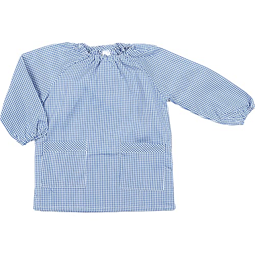 H HANSEL HOME Bata Escolar Babi Escolar Infantil Sin Botones Niño y Niña Elástica en Puño y Cuello Color Liso - Azul 2-3 Años