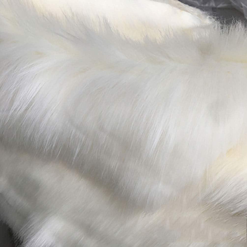 Cute White Long Pile Shaggy Faux Fur Fabric Fuzzy Material 70mm For DIY Crafts,Luxury Smooth Plush Fake Fur For Costumes Decorative Fashion Photo Prop Backdrop Cosplay Rugs Wedding Shawl 150x20cm