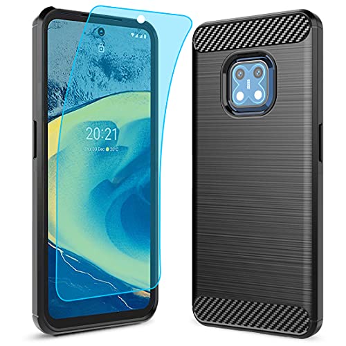 Sucnakp for Nokia XR20 Case with Screen Protector TPU Shock Absorption Technology Raised Bezels Protective for Nokia XR20ï¼ˆTPU Blackï¼‰