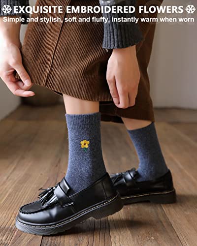 Image of IIG Cute Warm Wool Socks for Women Super Cozy Thick Crew Winter Socks Gifts, 5 Pairs