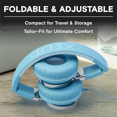Image of ARTIX CL750 Premium Wired Stereo Headphones | Foldable On Ear Design with Noise Isolation, Mic & Volume Controller for All Devices (Blue, USB Type C)