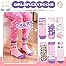 ANTSANG Toddler Kids Girls Fuzzy Grips Socks Non Slip/Anti Skid Slipper Socks Warm Crew Cute Animal Fashion Cartoon Child Socks 6 Pairs Girls Gifts Stocking Stuffers(Pink Purple Cat,4-7 Years)