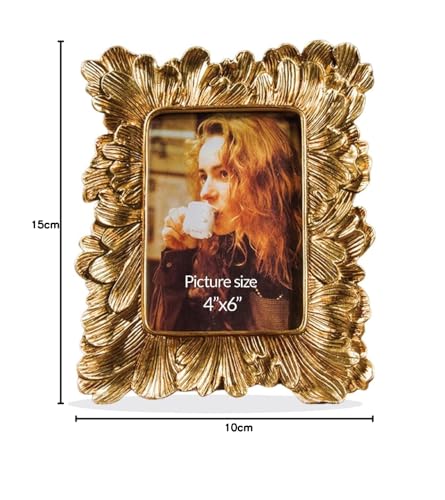 Image of Art Street Elegant Golden Iris Flower Resin Vintage Tabletop Rectangular Photo Frame 4x6 Inch,Decorative Frames Perfect for Home Decor,Unique Gift Idea,Durable,Birthday,Wedding,Return Gift,Royal Gold