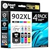 Smart Ink Cartucho de tinta de repuesto compatible para HP 902 XL 902XL (4 combo Pack) para usar con impresoras Officejet Pro 6978 6968 6974 6975 6960 Officejet 6951 6954 6956 6958