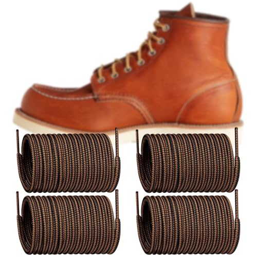 Endoto 2 Pairs Boots Shoe Laces for Red Wing Work Hiking Hunting Round Replacement Shoelaces(Color:Black&Brown,Size:54Inch)