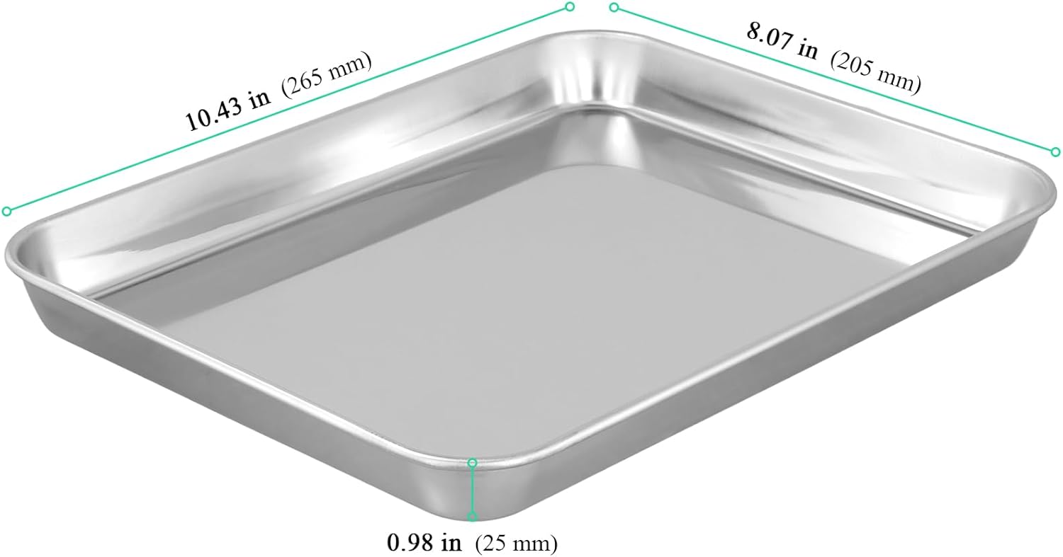 10 Pack Stainless Steel Baking Sheet Pan, 10 x 8 x 1 Inch Baking Trays for Cookies, Cakes, Roasting - Image 2