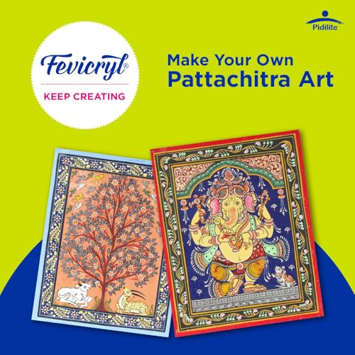 Fevicryl Art of India Pattachitra Kit, Acrylic Paints 12 Shades, 2 Round Brushes, 2 Pre-Designed Canvases, Ideal for Festive Gifting, Artists, Students (Image - 3)