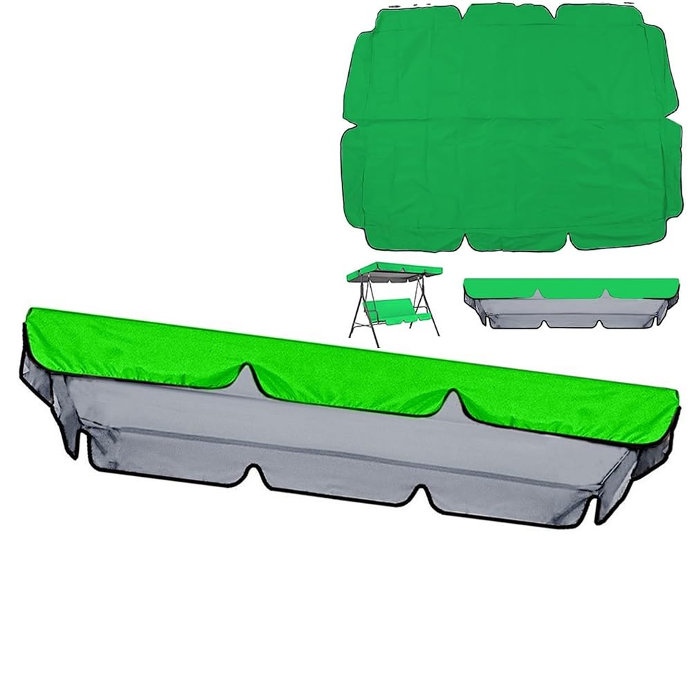 Swing Canopy Replacement Cover For Porch Swing Chair, 210D Waterproof Sun Shade Garden Hammock Top Cover 2/3 Seater Yard Park Patio Swings(Green,82.6x57in-210x145cm)