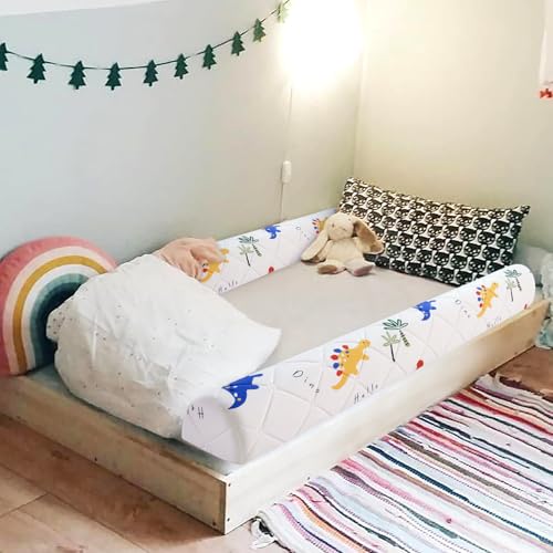 2-Pack Premium Foam Bed Bumpers for Toddler, Non-Slip Bed Rails for Toddlers for Twin, Queen, King Beds, Machine Washable Bumpers Cover for Easy Care(Size:52\" x 7\" x 5\")
