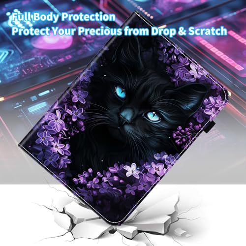 BFUKVOU Case for iPad (A16) 11th Generation 11 Inch 2025, iPad 10th Generation 10.9 inch 2022,Card Slot PU Leather TPU Case Pen Holder Auto Wake Sleep,Cute Flower Cat - image 3