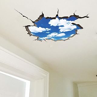SUPERDANT 3D Break Sky Wall Sticker 3D Clouds Funny Wall Decals Ceiling ...