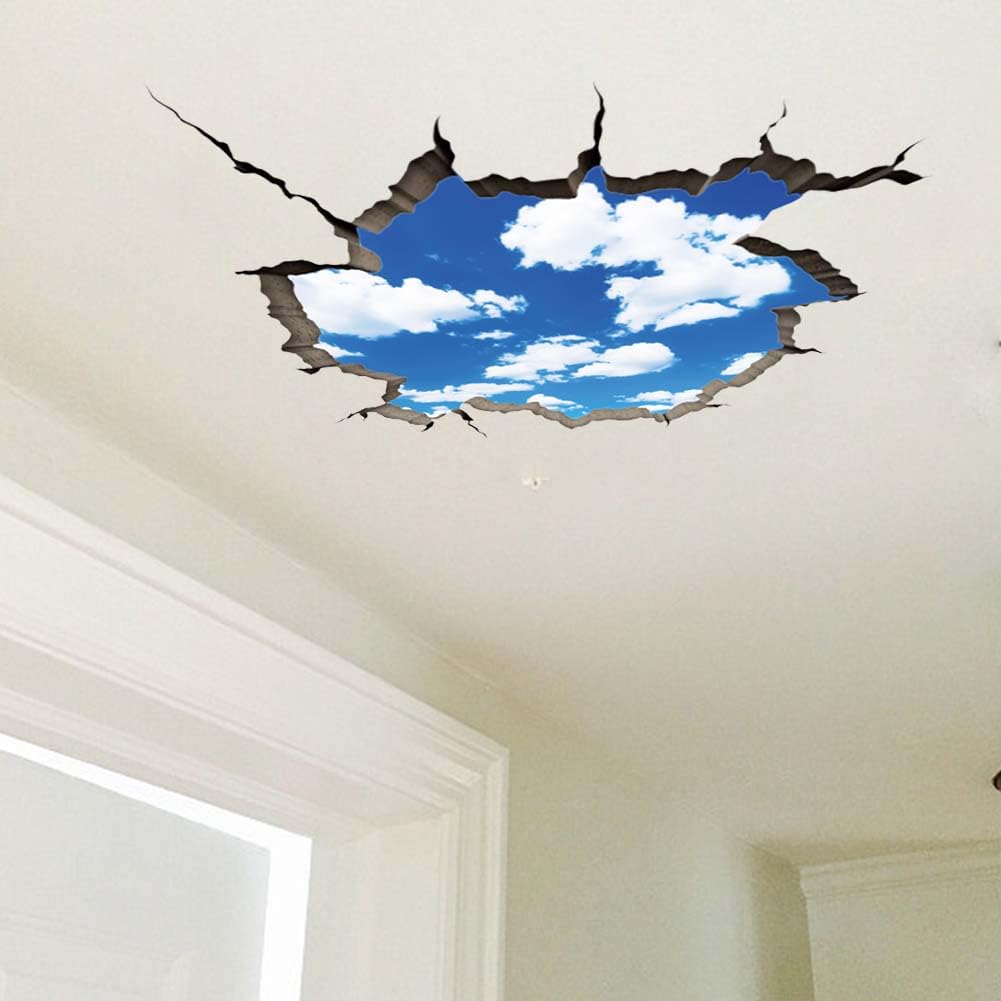 SUPERDANT Wolken 3D Wandtattoo Lustige Himmel Wandsticker 3D Wandaufkleber Decke Aquarell Kunst Dekor Vinyl Wandsticker Für Kinderzimmer Wohnzimmer Kinderzimmer Schlafzimmer Spielzimmer