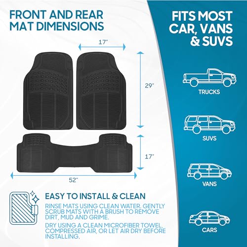 image for BDK ProLiner Floor Mats for Cars Trucks SUV, 3-Piece All-Weather Car M