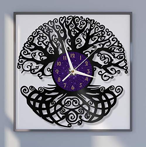 Horloge Murale Arbre De Vie En Vinyle Recyclé - 30.5 Cm - Mouvement Silencieux - Déco Bohème - 8