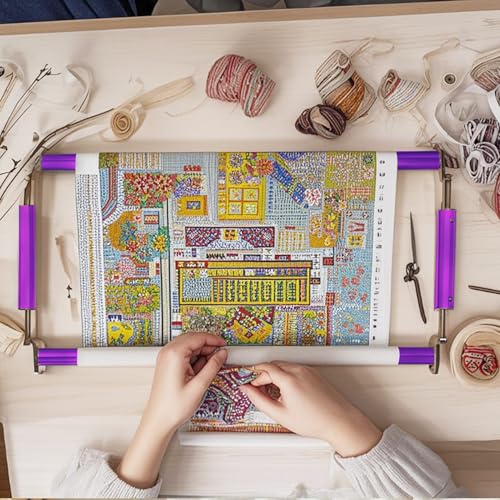 Image of Couple Embroidery Art Embroidery Clip Frame Cross Stitch 4 Slot Presser Heavy Duty Embroidery Bandage Embroidery Frame Needlepoint Frame Embroidery Scroll Frame Embroidery Frames (Purple)