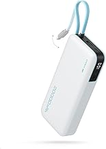 CUKTECH Power Bank 20000 mAh, Portable Battery with Built-in USB-C Cable, PD 45W Powerbank with 1 x USB-C, 1 x USB-A, External Battery Quick Charge Compatible Phone, Galaxy, Xiaomi, MacBook and more