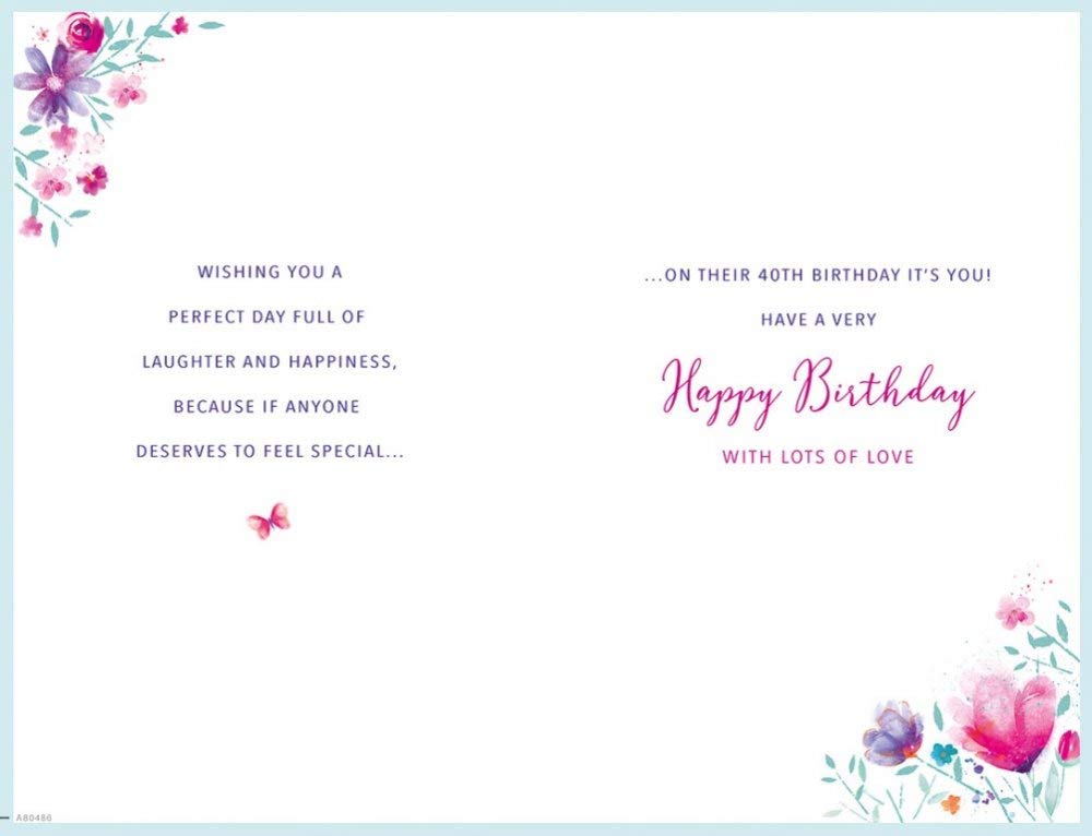Regal Publishing Milestone Age Birthday Card Age 40 F - 10 x 7 inches