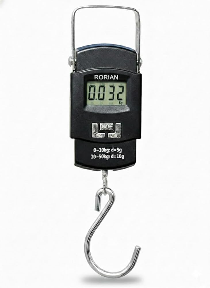 RORIAN Electric Portable Digital Hanging Scale – 110lb/50kg High Precision Portable Hook Scale with Backlit LCD for Trav