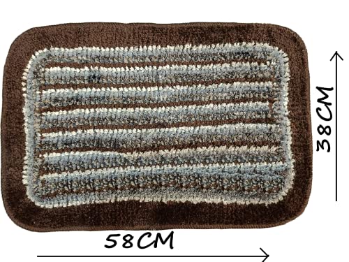 Image of Door Mats for Home | Door Mats for Home Entrance | Door Mat for Bathroom| Soft & Super Absorbent Mats for Shower | Washable, Non-Slip & Quick-Drying Mats (Pack of 2) (Brown & Gray)