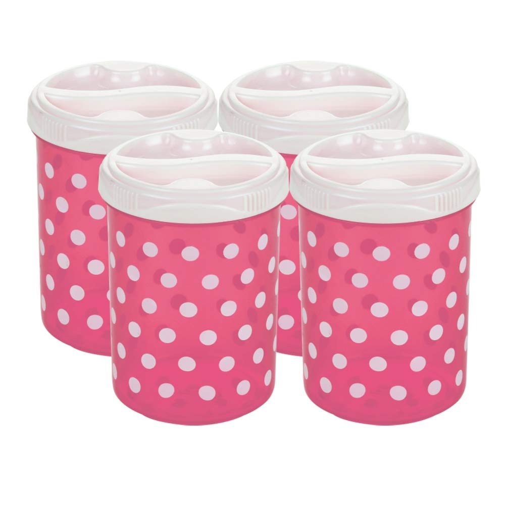 Pratap Polka Design HF 500 ML 4pcs Container Set (PINK)