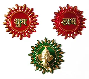 DMS RETAIL Acrylic Shubh Labh Ganesh for Door Decoration