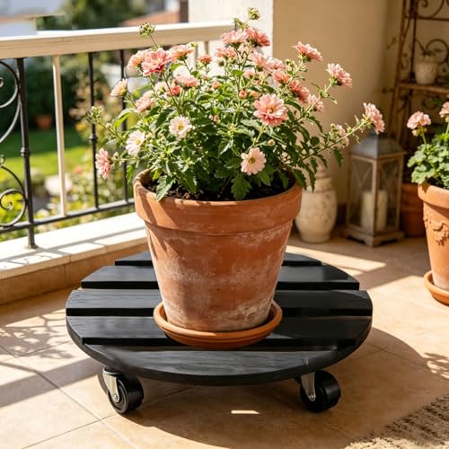Chariot à roulettes pour plantes support rond robuste de 30 cm