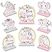 8 Pieces Pink Elephant Baby Shower Decorations Elephant Table Centerpiece Wooden Baby Shower Centerpieces for Girls Cute Wooden Sign for Baby Shower Birthday Photo Props Party Supplies, 8 Styles