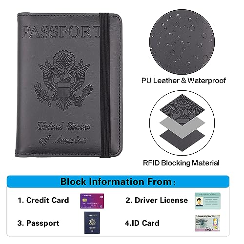 Image of Melsbrinna Premium Leather Passport Holder Covers Case, Waterproof Rfid Blocking Travel Wallet Passport Holder with Pen Holder, Cute Passport Book for Women /Men