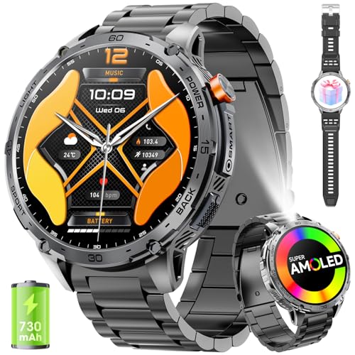 Military Smart Watch for Men 1.75" HD AMOLED Display 730mAh Batte...