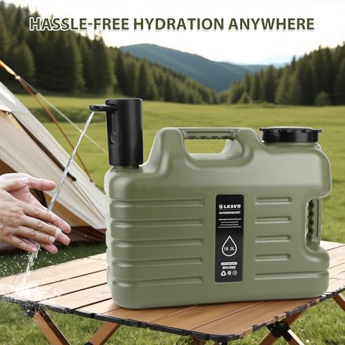 Lufstd 5 Gallon Water Jug Automatic Touch Control Pump, Portable Camping Water Containers, No Leakage Food Grade Camping Water Tank for Vehicle, Car, Outdoor Hiking, Picnic, Emergency, Green - Image 3
