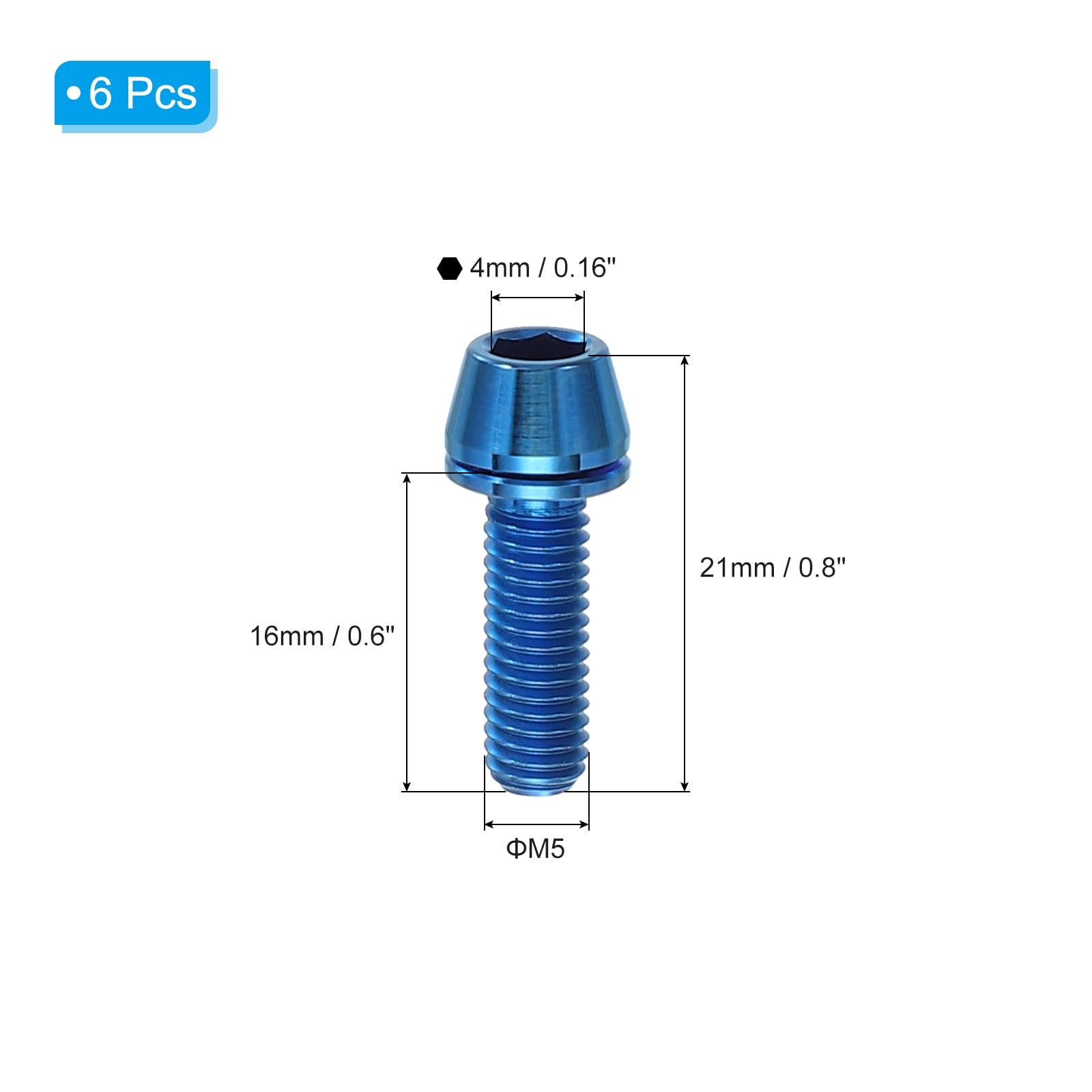 PATIKIL M5x16mm Titanium Bicycle Stem Bolt - Image 2
