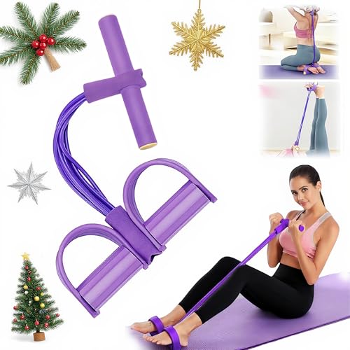 Bande de Résistance Musculation 6 Tubes avec Pédale – Élastique Sport Maison Fitness, Extenseur Élastique avec Poignées Antidérapantes pour Abdominaux et Entraînement Complet (Violet, 6 Tubes)