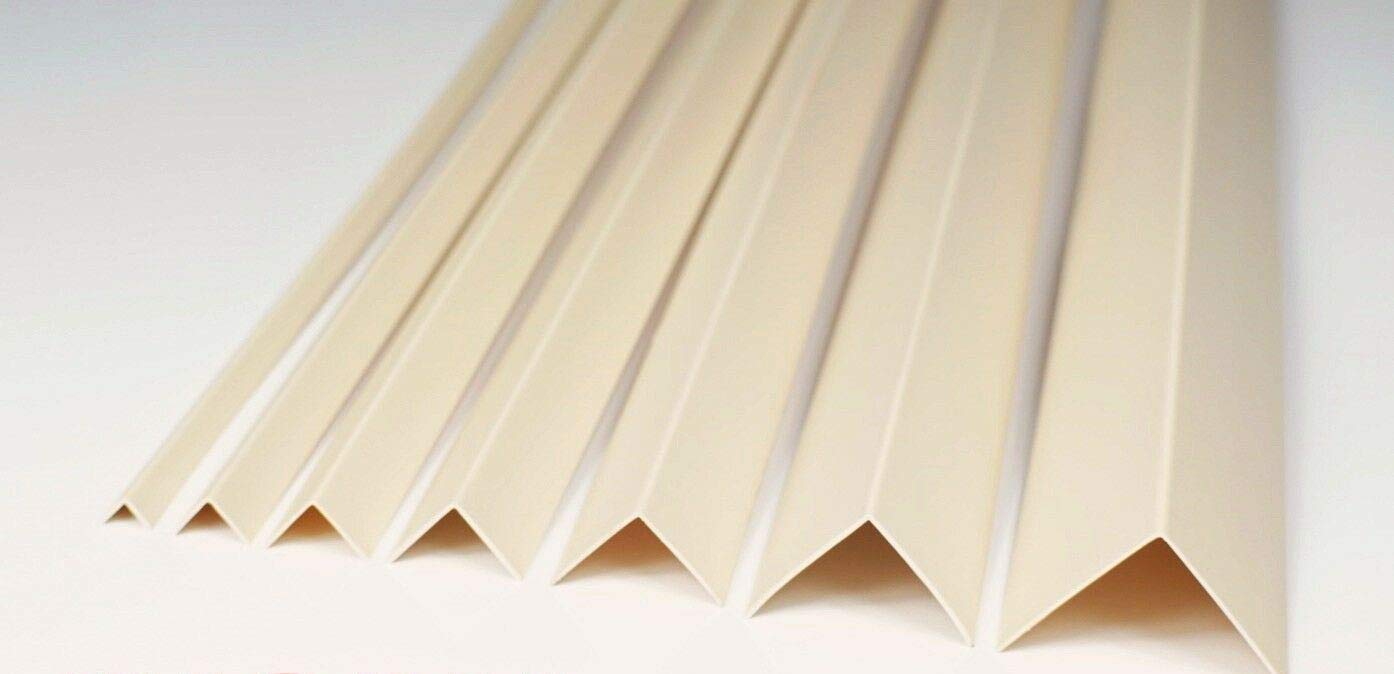 1 Piece of Ivory Plastic PVC Corner 90 Degree Angle Trim 1m Length x 10mm x 10mm