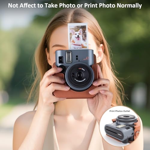 Funda para cámara Instax Mini 41 en cuero PU marrón miniatura 5