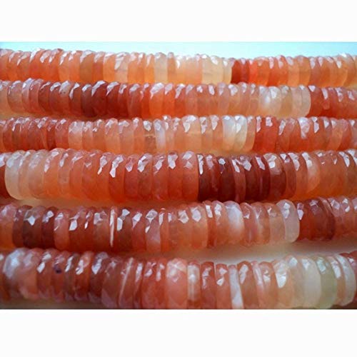 World Wide GemsBeads Gemstone Orange Moonstone Beads, Faceted Heishi Beads, Round Heishi Beads, 7mm Heishi Beads, 8 Inch  Code-HIGH-50228