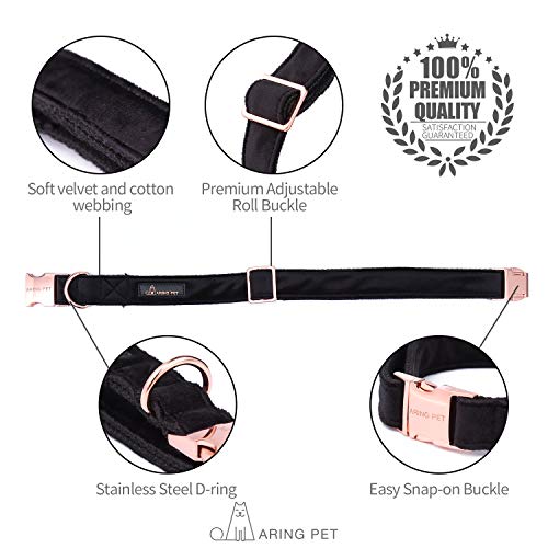 ARING PET Hundehalsband und Leine Set, Samt Hundehalsband und Leine, Verstellbares Halsband für Kleine, Mittlere und Große Hunde