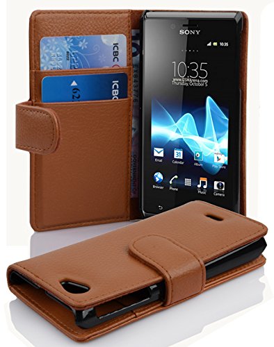 cadorabo Coque pour Sony Xperia J en Noisette Marron - Housse Protection en Similicuir Structuré...